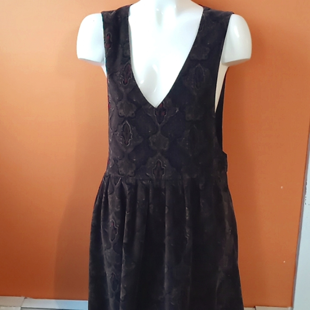 Vintage Bryan Connelly V Neck Velour Boho 70's Jumper Dress
